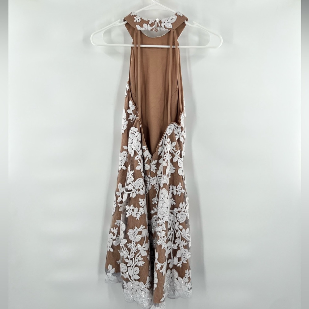 Dress the population brown sequin halter dress S - Picture 6 of 11